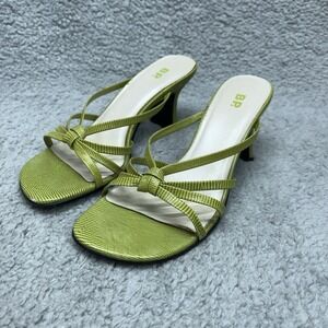 BP Butterfly Bright Green Open Toe Heels Womens 6M Leather Upper Nordstrom
